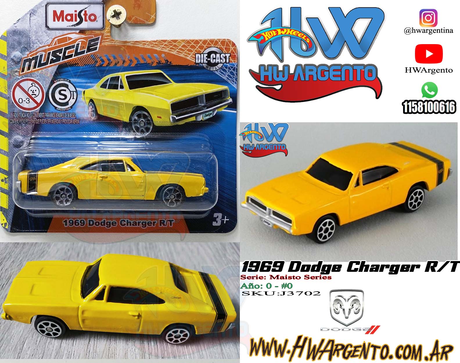 Maisto 1:18 Scale 1969 Dodge Charger Die-Cast Model Car – Highly